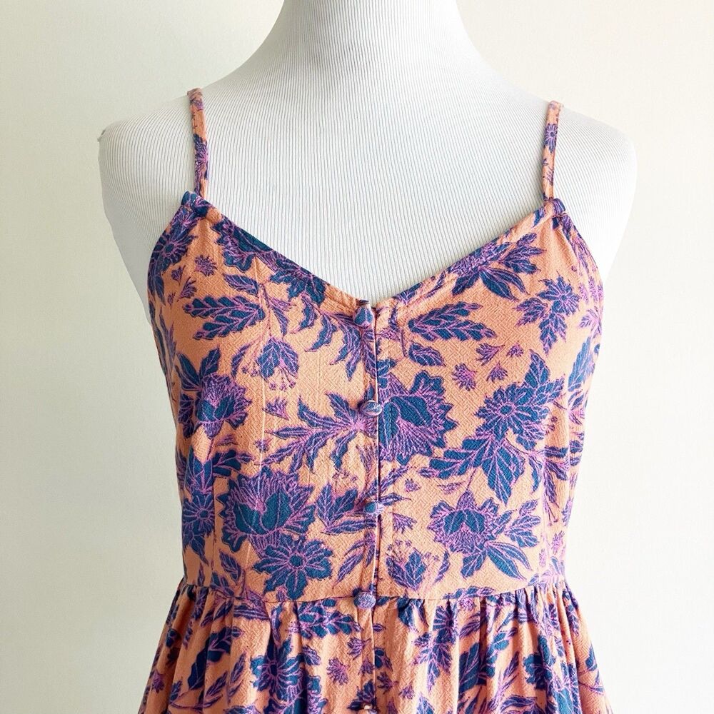 Universal Thread Midi Sundress Sz Small Floral Print Tie Cut Out Pockets Button - Picture 4 of 7